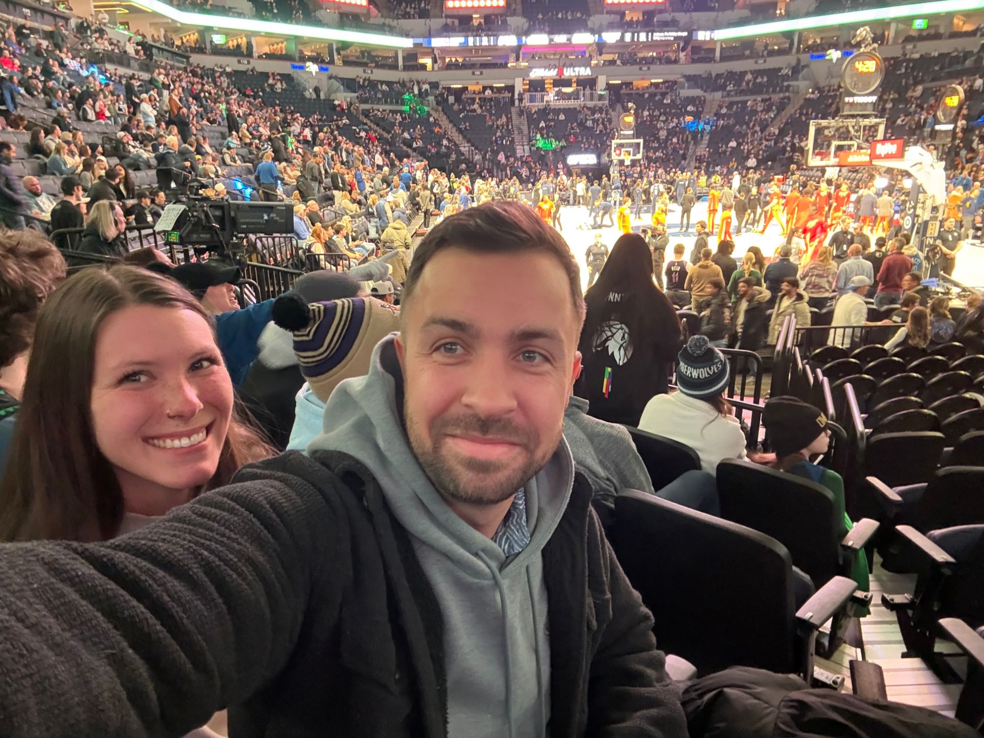 Dustin and Chenoa at a Timberwolves game